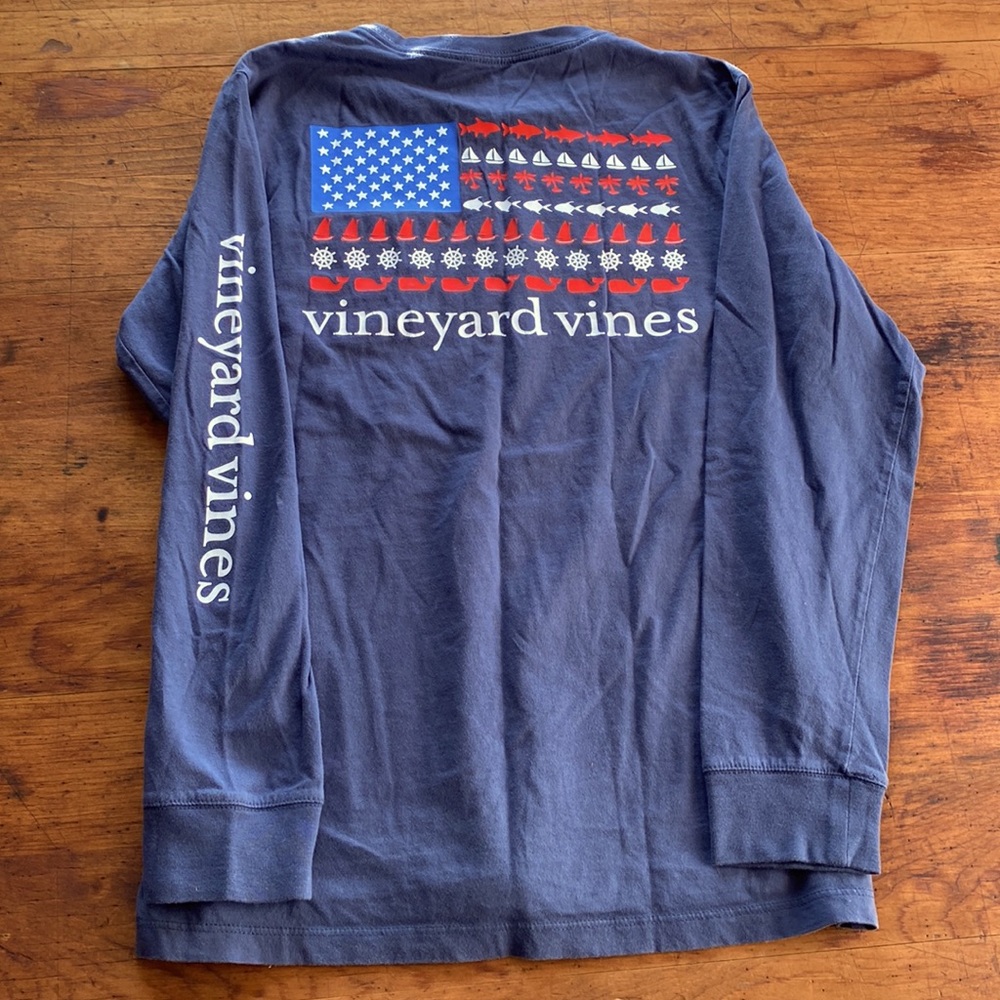 VINEYARD VINES BOYS MedIum (12-14) Navy Blue Long Sleeve Pocket T-Shirt